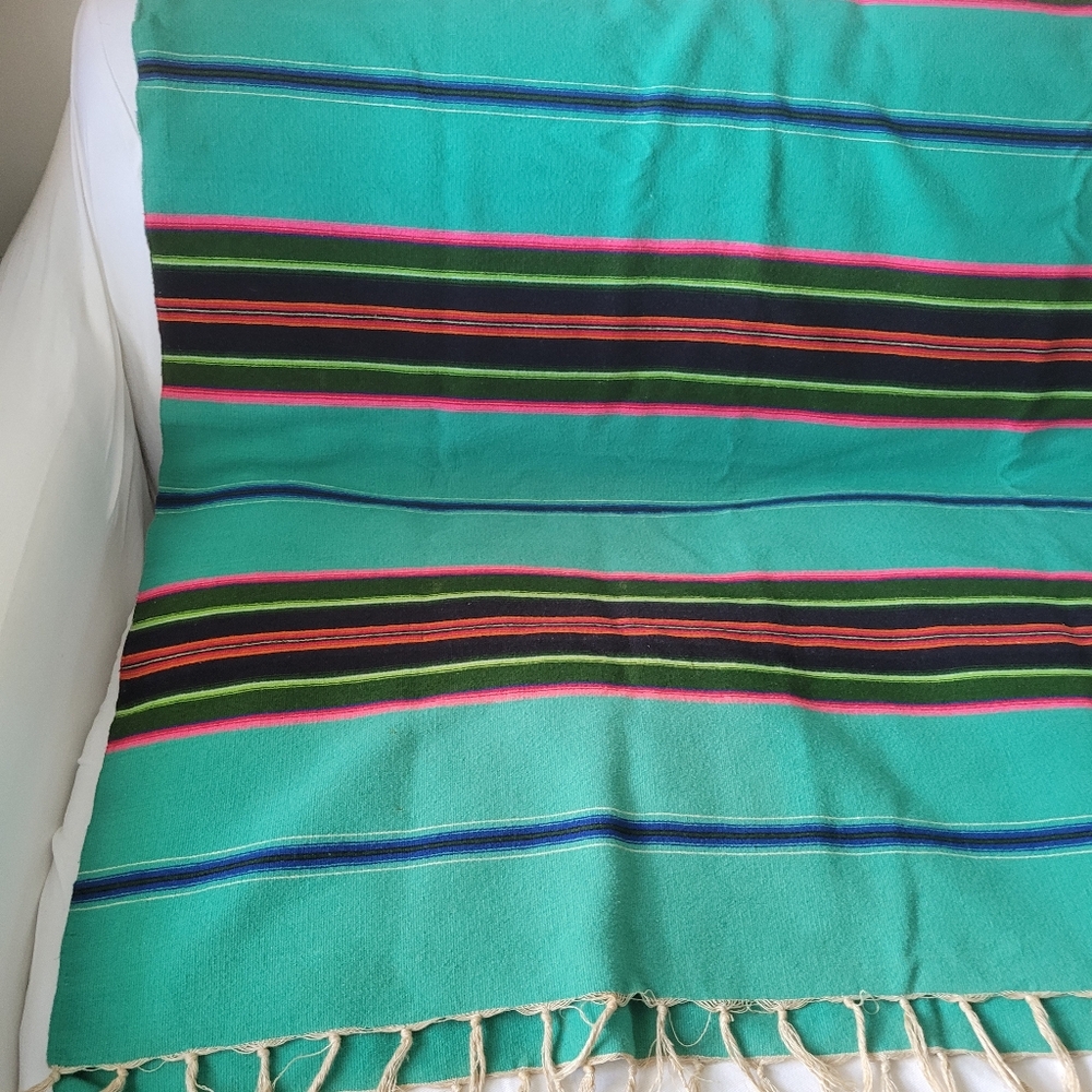 Colorful Striped Wool? Throw Blanket with 3" Fringe - Picture 12 of 16